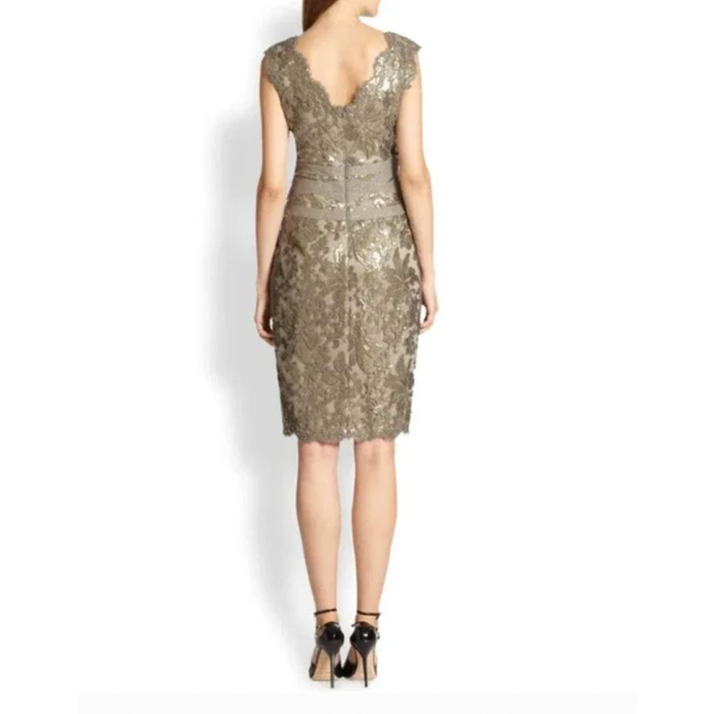 Tadashi Shoji Bronze‎ Sequin Lace Dress 4 Evening Formal Luxury Wedding Guest